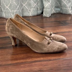 Salvatore Ferragamo Brown/Taupe Suede Heels - Size 10 AAAA
